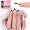 EBANKU French Tip Press on Nail, 30Pcs Préformés Colle sur Ongles Noir Moyen Amande Faux Ongles Gel Ongles Ongles Épais Acrylique pour Ongles Plats avec Colle à Ongles