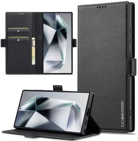 ZHOZEXIN Brieftaschenhülle für Samsung Galaxy S22 Ultra,Magnetverschluss aus PU-Leder,Flip-Cover mit kartenfach, mit Geldbeutel,ständer Handyhülle für Samsung S22 Ultra (Schwarz)