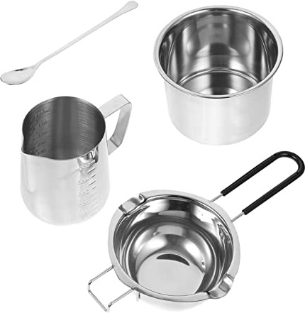 TOPPERFUN Wax Melting Pot Stainless Steel Melting Pot Container for Candle Making Stirring Spoon and Measurement Cup for Kitchen Use