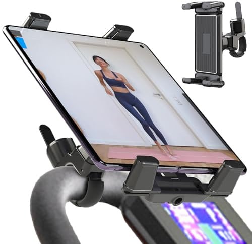 Gym Cycling Tablet Phone Holder,Treadmill Tablet Stand Phone Holder for Gym - 360 Degree Rotation Stable Smartphone Carrier Bracket for Treadmill, Elliptical