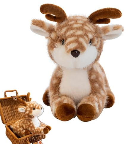 champracer Elch Kuscheltier, Plüschtier Elch Figur Deko, Cartoon Rentier Pflaumenhirsch Plüschpuppe, Süßes Weich Stofftier Flauschig Plüsch Elchpuppen Spielzeug Zum Kinderzimmer Dekoration (50 cm)