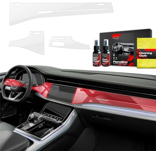GRIZZ GLASS - Schutzfolie Auto - Schutzschicht für den Innenraum - schützt vor Kratzern und Schmutz - Lackschutzfolie 3in1 PianoSkin für Audi RSQ8 (2018-2024) - 3er-Pack glänzend obere Platte