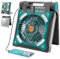 WESTTREE Ventilador solar recargable con linterna LED X98, color azul claro