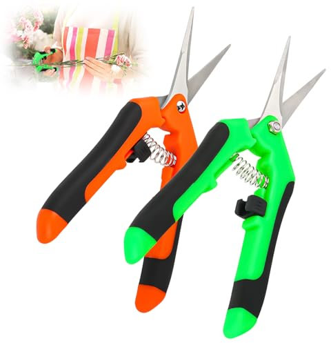 2 Piezas Tijeras de Podar, Tijeras de Jardín, Reparación Profesional de Flores,Juego de Tijeras de Podar para Jardín, Bonsai, Flor,Recogida, Tijeras de Rosas