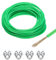 QUARKZMAN 6mm (1/4) Cavo Acciaio Rivestito Verde, 15m/49ft Cavo Acciaio Zincato con 4Pz Maniche a Anello M6 Morsetti Stendibiancheria per Appendere Luci Corda, Ringhiere Ponti