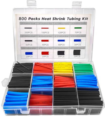 Labmilon 800 Piezas Tubo Termoretractil para Cables, Funda Termorretráctil 2:1, Tubos Termorretráctiles, para Aislamiento Eléctrico, Reparaciones y Conectores (12 Tamaños, 5 Colores)