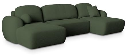 Masseno Ecksofa Savona N mit Schlaffunktion U-Form, Sofa mit Bettkasten, Wohnzimmersofa, Couch, Soffa, Bettsofa, Couchgarnitur- Grün, Now OR Never 37