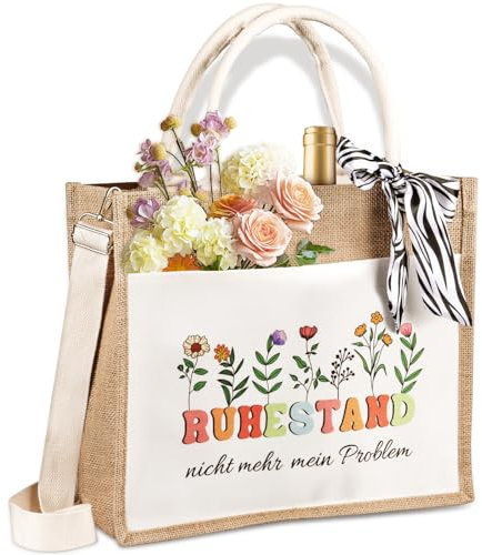 Giftota Rentner Jutetasche, Ruhestand Geschenk Frauen, Faltbare Wasserdicht Einkaufstasche für Arbeitskollegin Mama Oma, Nicht mehr mein Problem, Jute Tote Bag, Shopper, Strandtasche