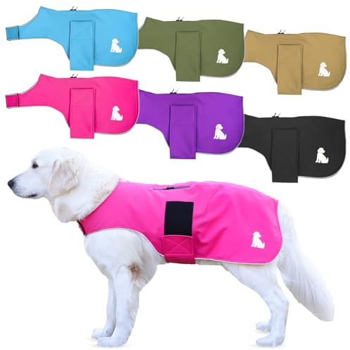 MS-Trachten Hundemantel Softshell Wasserfest Winddicht Hundemantel mit Leinenportal und Klettverschluss (Pink, M)