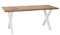 Liadomo Esstisch 120x80 Isa Natur, Baumkantentisch, Akazie Massivholz Tisch, 26mm Tischplatte Lackiert, Robust & Pflegeleicht, Unikat, X-Gestell Metall weiß