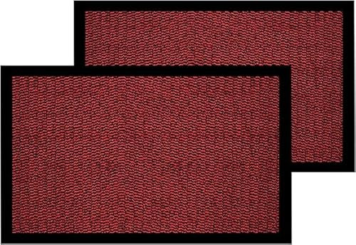 Non Slip Large Entrance Door Mat & Pet Rugs Indoor & Outdoor Door Mats for Front & back door, Patio, Kitchen, Bath, Rubber Backed Dirt Trapper Absorbent for Muddy Paws (Red, 120 X 180 (Pack of 2)