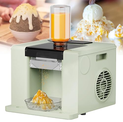 DDZJTPP Professioneller Schneeflocken-Eiscrusher, Slush-Kaltgetränkemaschine Für Den Gewerblichen Gebrauch, 750-Ml-Eimer, One-Touch-Reinigung, Mit Luftkühlung, Für Bars, Milktea-Shops, Cafés,Green