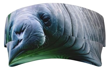 Cappello con visiera parasole con stampa di animali con stampa di animali lamantini, regolabile, per escursionismo, pesca, golf, spiaggia, attività all'aperto, nero