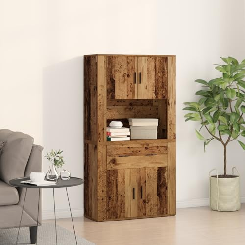 MNISDFL Hochschrank Alte Holz gartenschrank kommoden for Wohnzimmer Büro 80x33x150 cm Ingeniuerholz