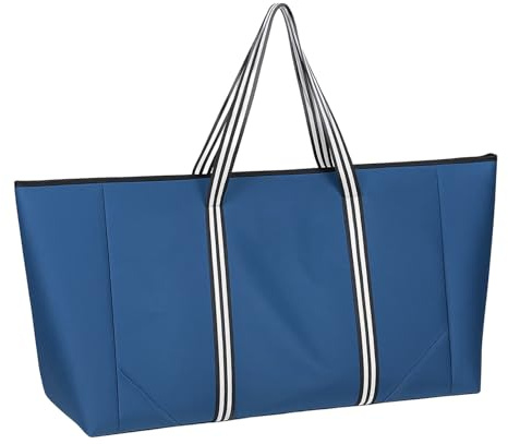 Generisch XXL 100 L Strandtasche mit Reißverschluss – Bade-Tasche für die ganze Familie – faltbar & schmutzabweisend – für Schwimmbad & Pool – 75 x 32 x 46 cm