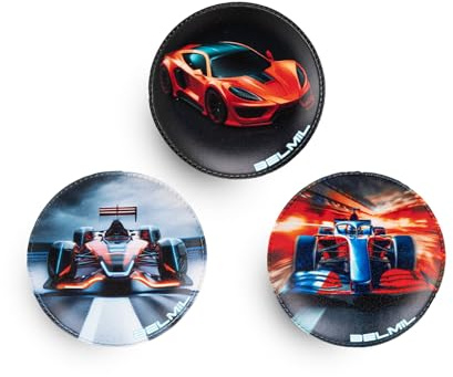 Belmil Patches mit Klettverschluss Set 3-teilig- kompatibel mit Schulranzen Comfy/Smarty (Orange Car)