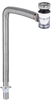 YWJFSA Siphon Waschbecken aus Edelstahl,Pop Up Ablaufventil und Überlauf,Flexibles Gewelltes Abflussrohr,Geruchsdichte,Ablauf Garnitur Siphon Küchenspüle