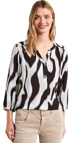 Damen Shirt mit Split Neck und Strukturmix