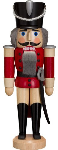 Seiffener Volkskunst Nussknacker Husar Esche rot, 28 cm hoch, original Erzgebirge SV 11312/1