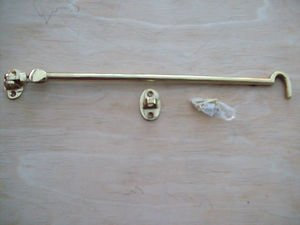 Ironmongery World 12 / 300mm Solid Brass Non Rattle Cabin Hook Door Gate Hook & Eye Silent Type