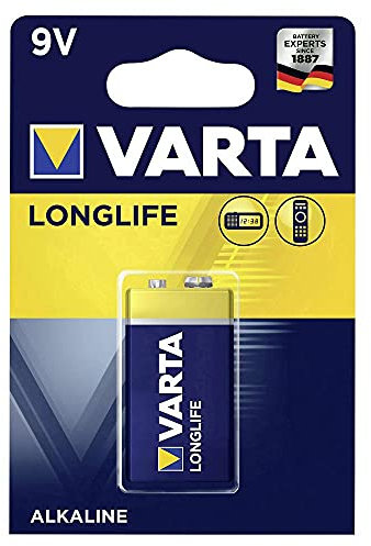 VARTA Pack of 5 Blister Packs of 1 Alkaline Battery LONGLIFE E-Bloc (6LR61) 9V
