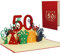 LINPOPUP® 3D Pop-Up Karte 50 Geburtstag, Geburtstagskarte mit Umschlag, Happy Birthday - Gutscheinkarte zum Geburtstag, Geschenk für Freundin, Frau, Zahl 50, N20