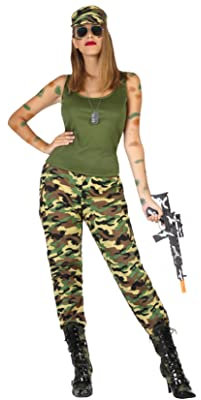 Atosa disfraz militar mujer adulto camuflaje verde XS