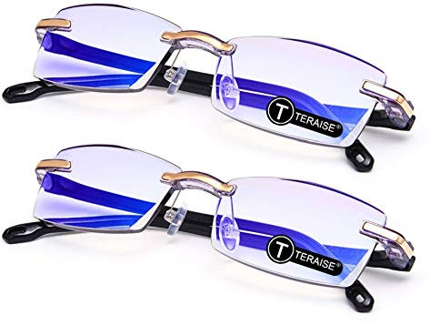 TERAISE 2 STÜCKE Anti Blau Licht Computer Brille Leser Qualität Mode Männer Lesebrille(2.5X)