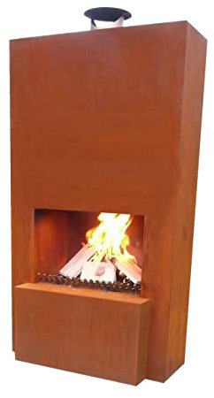 Ben&Camilla Gartenkamin Pinacate in Edelrost Optik Cortenstahl 150 x 88 x 47 cm | extra robust & rostfrei | Feuerschale Feuerkorb Terrassenofen Gartenofen Feuerstelle Feuersäule Feuerskulptur