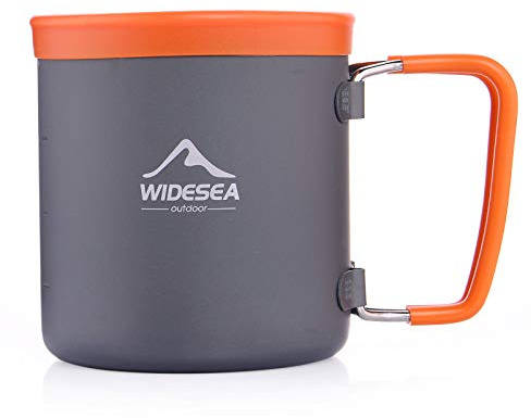 Widesea Camping Aluminium Tasse Becher Outdoor Kaffee Becher Tourist Picknick Trekking Wandern mit klappbarem Griff