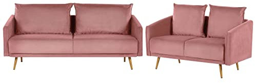Beliani Sofa Set aus Samtstoff Rosa 2-Sitzer 3-Sitzer modernes Wohnzimmer-Set Maura