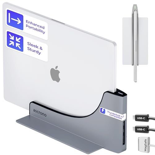 Ascrono MacBook Docking Station Perfect for MacBook Pro 14 (2021-2024, M1,M2,M3 & M4 Pro/Max) - Enjoy 2 Thunderbolt-4 USB-C Ports Seamlessly Connect Dual Displays