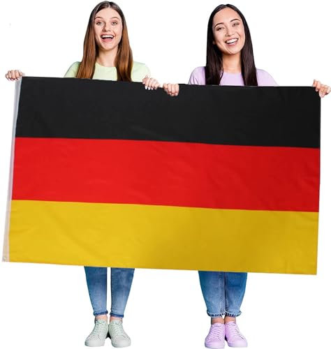 Deutschland-Flagge, Kostüm-Dekoration, groß, mit Ösen, ca. 150 x 90 cm, Fußball, Rugby, Sportveranstaltungen, Straßenpartys, Festivals und Feiern, 6 Stück