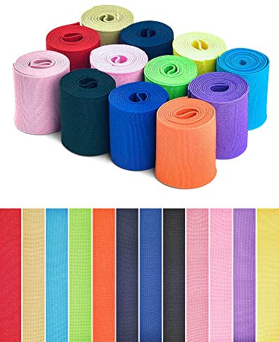 ZITFRI Gummiband Gummibänder Breites Nähen 12m 5cm Breite, elastische Bänder 12 Farben Gurtband Nähen Stoffe zum nähen für Haushalt DIY Kleidung Rock Bund Perückenbänder Taillenband Sportschuh