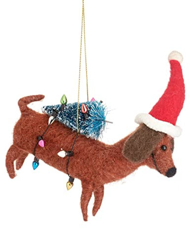 Sass & Belle Sausage Dog With Tree Felt Decoration
