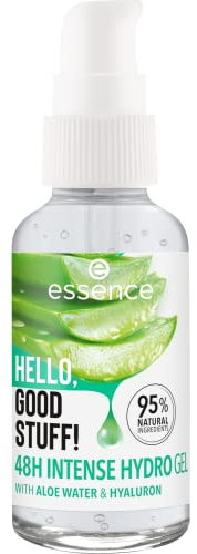 essence HELLO, GOOD STUFF! 48h INTENSE HYDRO GEL, Gesichtsserum, Transparent, feuchtigkeitsspendend, glättend, pflegend, natürlich, gelig, vegan, ölfrei, ohne Alkohol, ohne Parabene, 3er Pack (3x30ml)