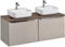 Lomadox Doppel Waschtisch Unterschrank Set 120cm, Taupe mit Vintage Eiche, 2 Keramik-Aufsatz Waschbecken, Softclose-Schubkästen, B/H/T ca.: 120,4/62,5/46 cm