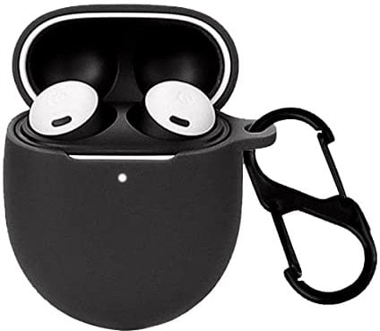 carinacoco Silicone Case for Google Pixel Buds Pro with Carabiner, Soft and Flexible, Ultra-Thin Shockproof Cover Slim-Fit Anti-Fall Earphone Case for Google Pixel Buds Pro - Black