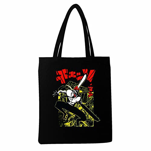 westtrend Kettensäge Mann Peripherie Schultertasche Unisex Japanisch Anime Rucksack Große Kapazität gedruckt Tote Canvas Tasche