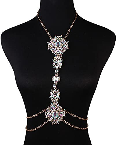 Catenina con strass per il seno 1 pezzo, collana da donna, catenina per il corpo, catenina con strass boho, catenina per il corpo, gioielli a catena, collana per reggiseno, collana da spiaggia, bikini
