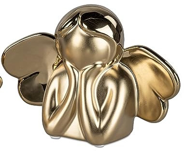 Dekorativer Engel Engelbüste 15cm aus Keramik Festival Gold glänzend/matt zur Dekoration Weihnachten
