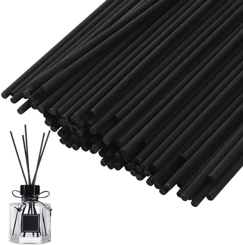 NVTRSD 100 Stück Duftstäbchen,20 cm x 3 mm Raumduft Stäbchen Rattanstäbchen Für Raumduft,Stäbchen Für Raumduft Reed Diffuser,Holzstäbchen Für Raumduft Für Raumduft,Büro(schwarz)