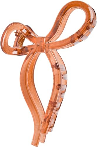 styleBREAKER Damen Haarklammer in Schleifen Form, Haarklemme, Haarspange Kunststoff Schleife, Haarschmuck 04027052, Farbe:Braun Transparent