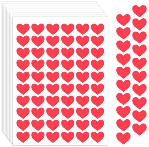 2100 Stück Rot Herz Aufkleber Selbstklebend Heart Sticker Klein Herzform Etiketten für Valentinstag Hochzeit Gästebuch Geschenkbeutel DIY Handwerk Umschlagsiegel Dekoration