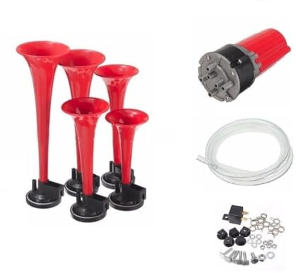 Klaxon À Air Pneumatique La Cucaracha Mélodie 115dB 5 Trompes Avec Compresseur 12V Melodique Pour Voiture Bateau Camion