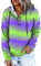 Angebote Tages Blitzangebote,Langlaufski Set Damen Klassisch Komplett Damen Casual Winter Pocket Gradient Print Langarm Kapuzen-Sweatshirt mit Knöpfen Winterpulli Green, XL,Retouren Kaufen