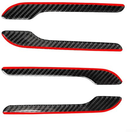 4Pcs Car Door Handle Sticker ABS Carbon Fiber Door Handle Covers Trims For Tesla For Model 3 2017-2021 For Model Y 2020-2021(Carbon fiber red)