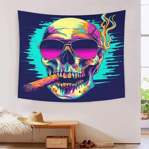 ChengzeTCo 3D Tapestry, Polyestermaterial,Totenkopf Kunstteppiche, Wandteppich Für Schlafzimmer Hintergrund Wanddecke Home Decor,180cmx230cm, Für Wohnzimmer Schlafzimmer Schlafsaal