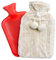 Bouillotte avec Housse. Bouillotte pour le dos, les lombaires, le ventre et les mains. Bouteille d’eau Chaude, 1,6 L. Sac Chauffe-lit. Housse en Peluche avec Pompons, Lavable et Amovible.