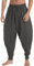 AITFINEISM Männer Haremshose Bequeme Elastische Taille Hosen Mode Einfarbig Casual Yoga Hippies Hosen (Dunkelgrau 1,XXL)